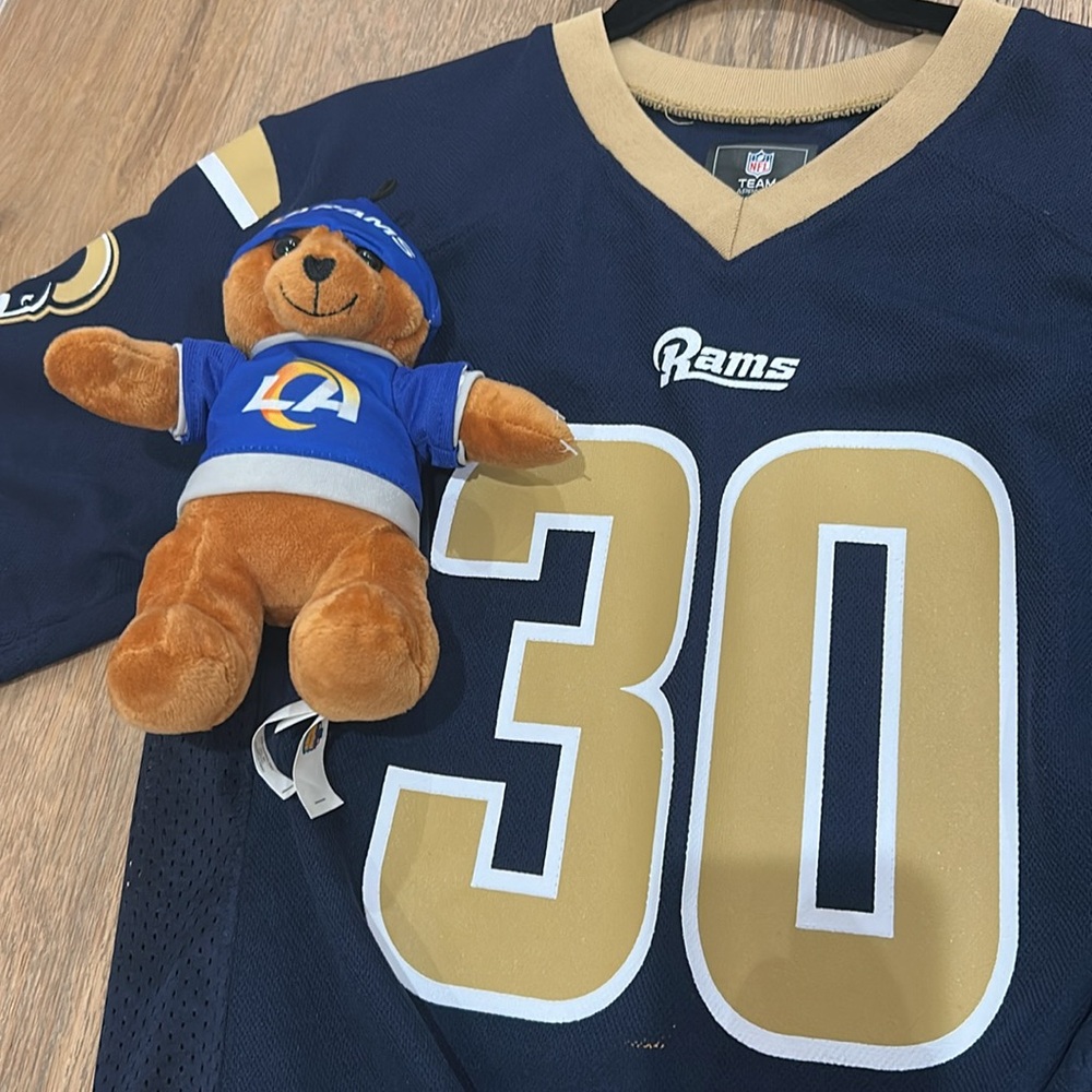 Rams Todd Gurley III NFL Team Apparel Yth Large #30 teddy bear bundle gently wrn - Picture 5 of 8